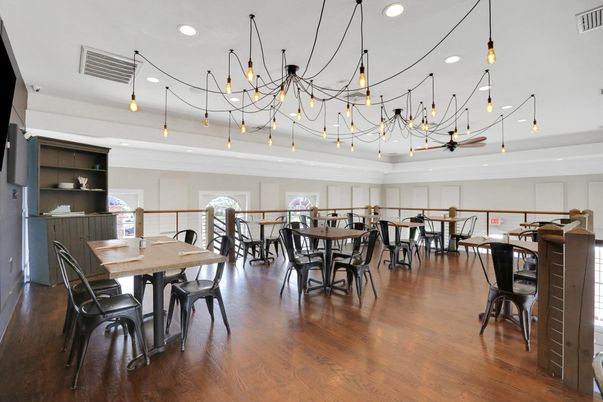 Dining room, Interior, Pendant Lights, Recessed Lighting, Wood Texture Flooring