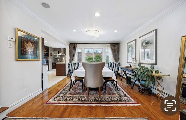 Dining room, Interior, Kitchen, Recessed Lighting, Wood Texture Flooring