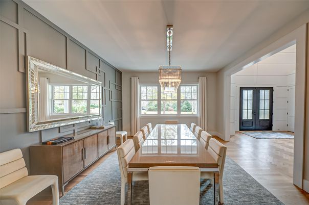 Chandelier, Dining room, Interior, Wood Texture Flooring