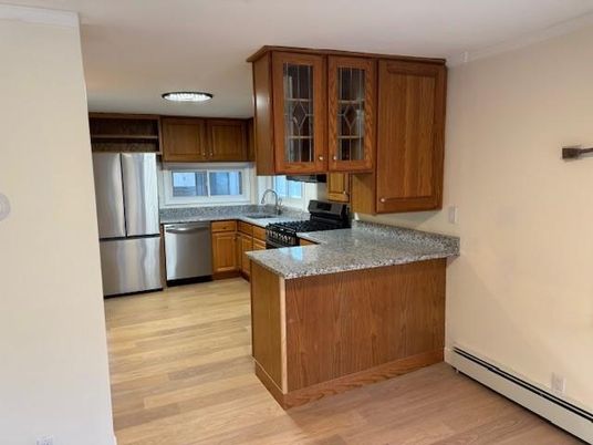 Interior, Kitchen, Stainless Steel Appliances, Wood Texture Flooring
