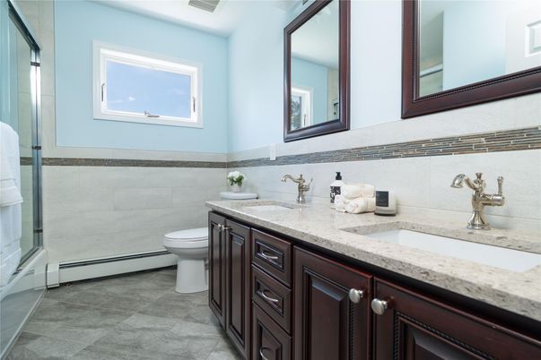 Bathroom, Dual Sink Vanities, Glass Shower, Interior