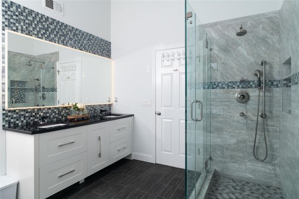 Bathroom, Dual Sink Vanities, Glass Shower, Interior