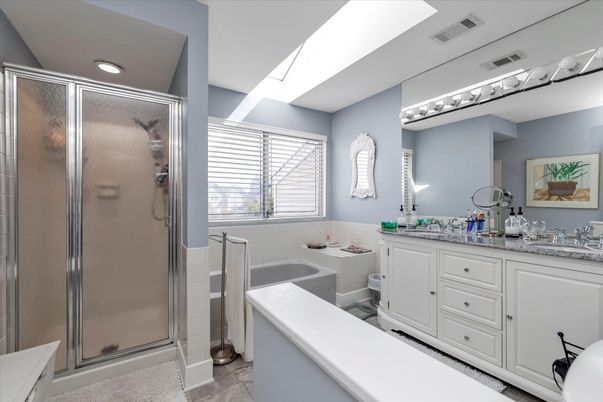 Bathroom, Dual Sink Vanities, Glass Shower, Interior, Recessed Lighting