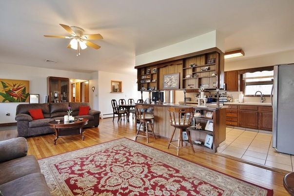 Dining room, Interior, Kitchen, Living room, Wood Texture Flooring