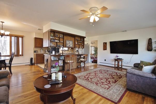 Chandelier, Dining room, Interior, Wood Texture Flooring