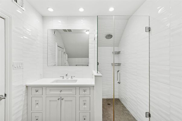Bathroom, Glass Shower, Interior, Recessed Lighting