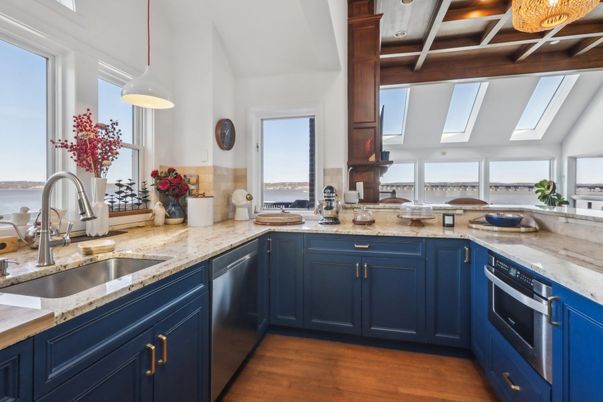 Interior, Kitchen, Pendant Lights, Wooden Beams, Wood Texture Flooring