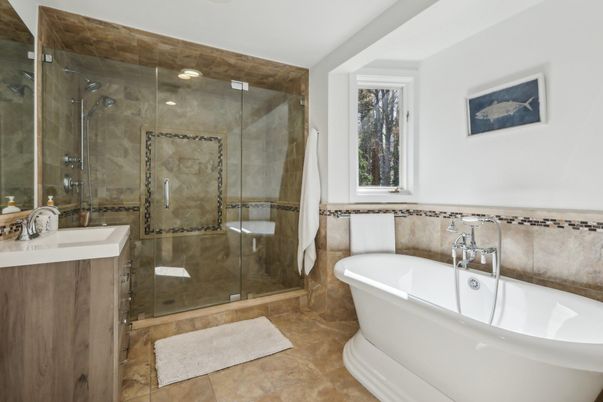 Bathroom, Dual Sink Vanities, Free Standing Baths, Glass Shower, Interior, Recessed Lighting