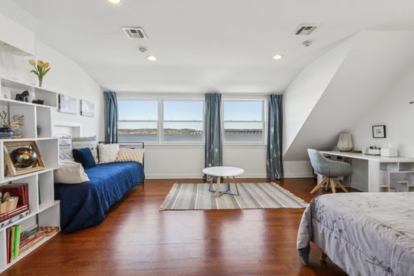 Bedroom, Home Office, Interior, Recessed Lighting, Wood Texture Flooring