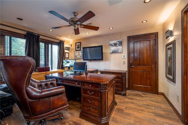 Home Office, Interior, Recessed Lighting, Wood Texture Flooring