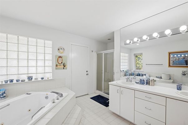 Bathroom, Dual Sink Vanities, Glass Shower, Interior