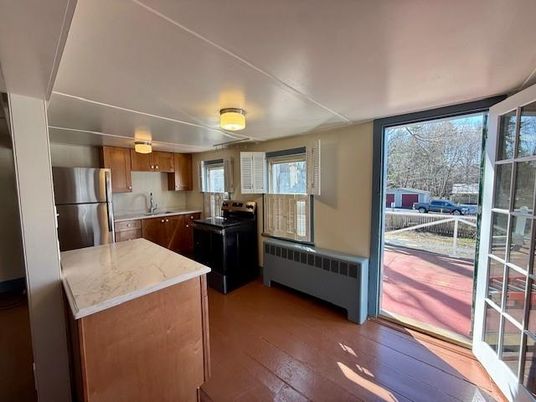 Interior, Kitchen, Stainless Steel Appliances, Wood Texture Flooring
