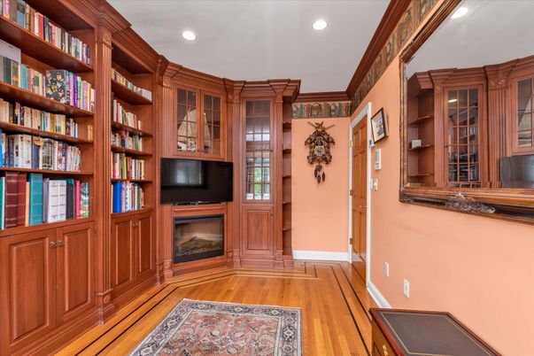 Fireplace, Interior, Recessed Lighting, Wood Texture Flooring