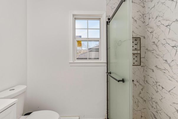Bathroom, Glass Shower, Interior, Marble Walls