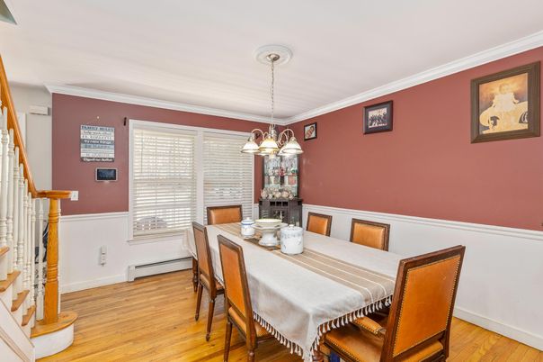 Chandelier, Dining room, Interior, Pendant Lights, Wood Texture Flooring