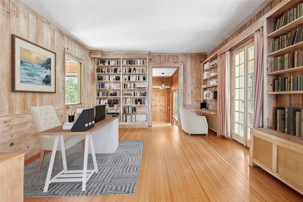 Home Office, Interior, Wood Texture Flooring, Wooden Walls