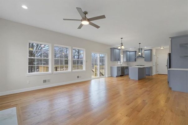 Interior, Kitchen, Pendant Lights, Recessed Lighting, Wood Texture Flooring
