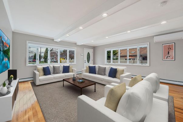 Interior, Living room, Recessed Lighting, Wood Texture Flooring