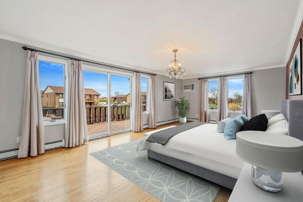 Bedroom, Chandelier, Interior, Wood Texture Flooring