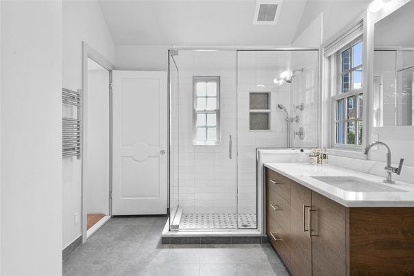 Bathroom, Dual Sink Vanities, Glass Shower, Interior