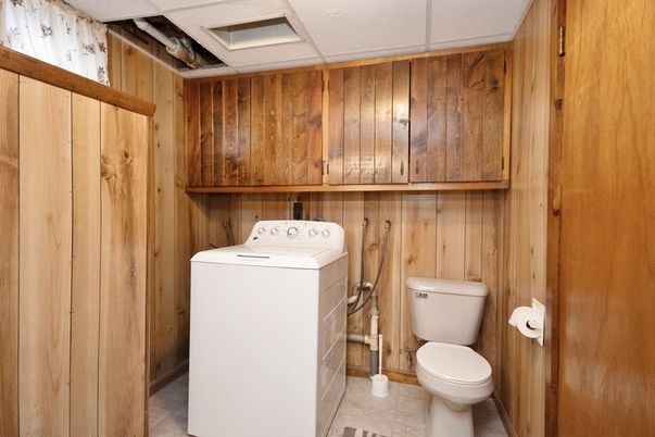 Bathroom, Interior, Washer, Wooden Walls