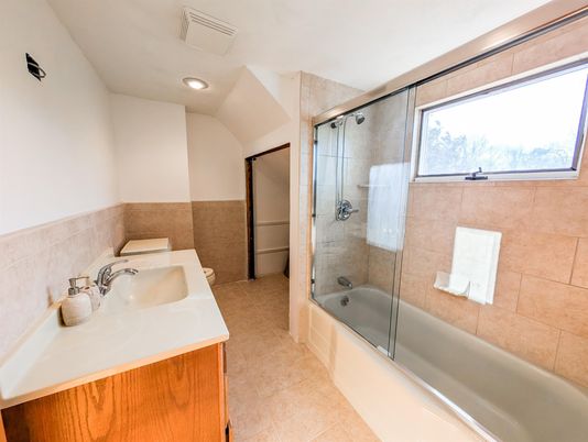 Bathroom, Glass Shower, Interior, Recessed Lighting