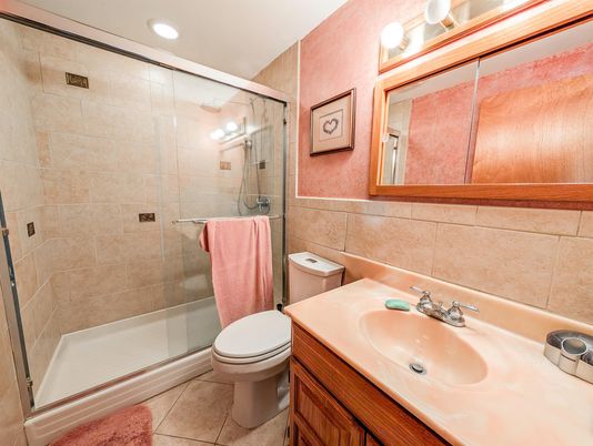 Bathroom, Glass Shower, Interior, Recessed Lighting
