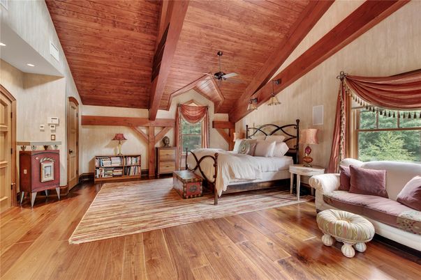 Bedroom, Interior, Recessed Lighting, Wooden Beams, Wooden Ceilings, Wood Texture Flooring