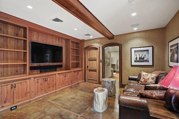 Interior, Living room, Recessed Lighting, Wooden Beams