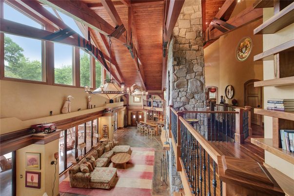 Chandelier, Fireplace, Interior, Pendant Lights, Stone Walls, Wooden Beams, Wooden Ceilings