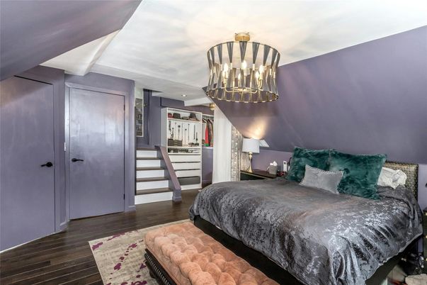 Bedroom, Interior, Pendant Lights, Wood Texture Flooring