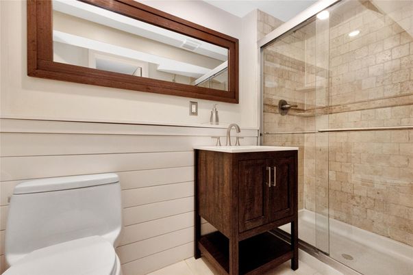 Bathroom, Glass Shower, Interior, Stone Walls