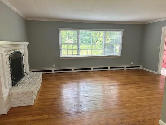 Empty room, Fireplace, Interior, Wood Texture Flooring