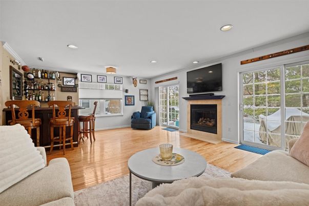 Fireplace, Interior, Recessed Lighting, Wood Texture Flooring