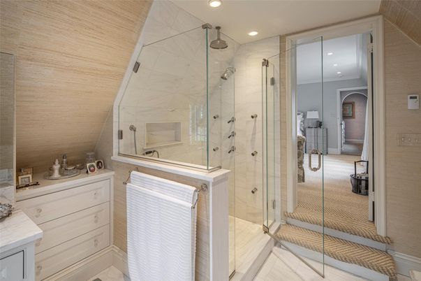 Bathroom, Glass Shower, Interior, Recessed Lighting