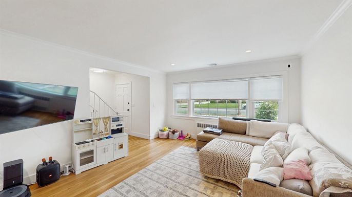 Interior, Living room, Recessed Lighting, Wood Texture Flooring