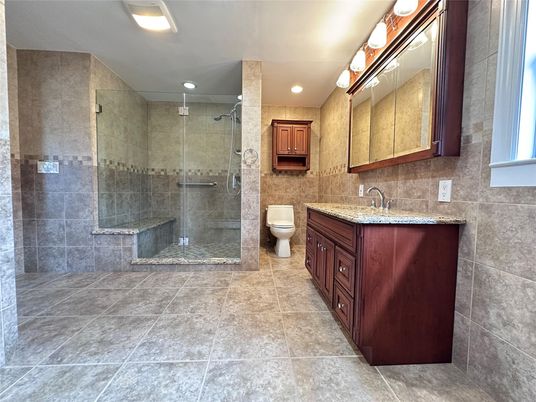 Bathroom, Glass Shower, Interior, Recessed Lighting