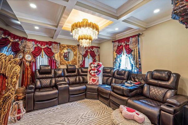 Chandelier, Home Theatre Room, Interior, Living room, Recessed Lighting, Theatre Room