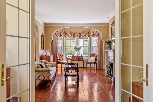 Dining room, Fireplace, Interior, Living room, Wood Texture Flooring