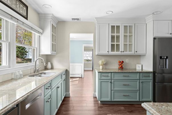 Interior, Kitchen, Recessed Lighting, Wood Texture Flooring