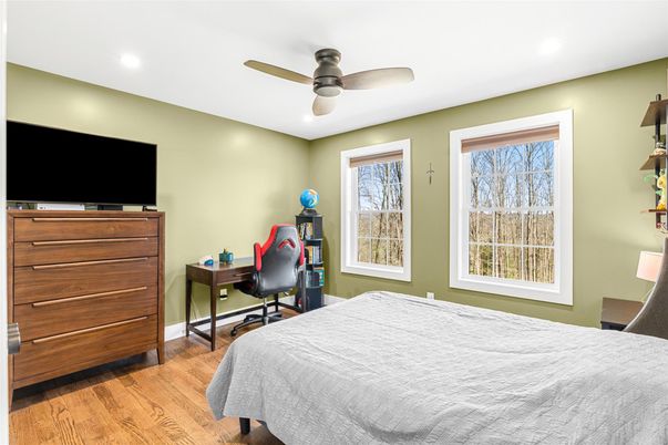 Bedroom, Home Office, Interior, Recessed Lighting, Wood Texture Flooring