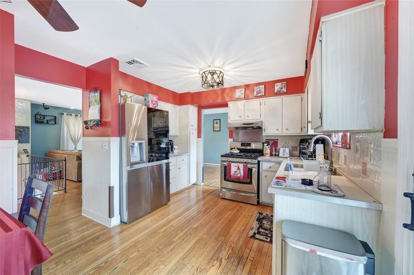 Interior, Kitchen, Stainless Steel Appliances, Wood Texture Flooring