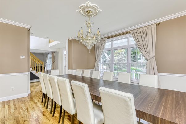 Chandelier, Dining room, Interior, Wood Texture Flooring