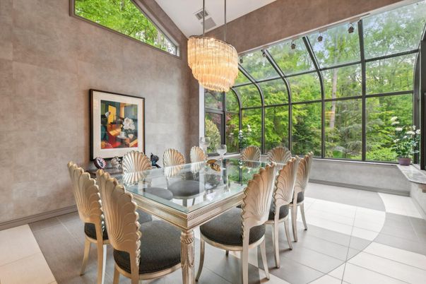 Chandelier, Dining room, Glass Ceilings, Interior, Sun Room