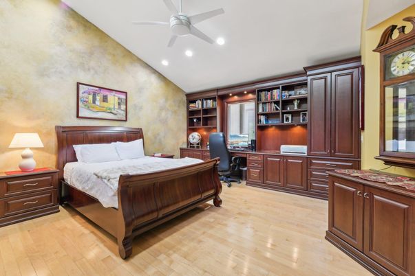 Bedroom, Home Office, Interior, Recessed Lighting, Wood Texture Flooring