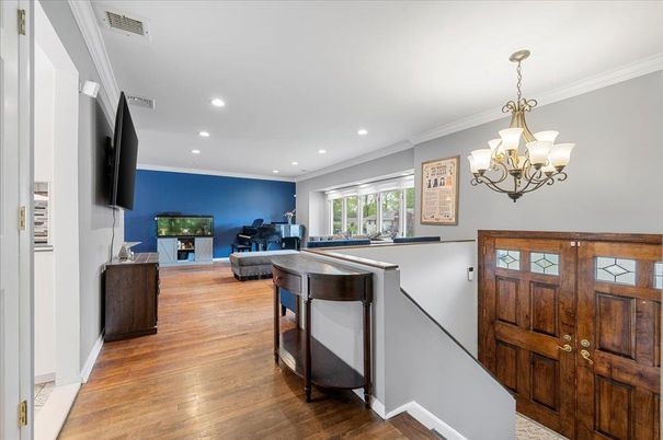 Chandelier, Interior, Recessed Lighting, Wood Texture Flooring
