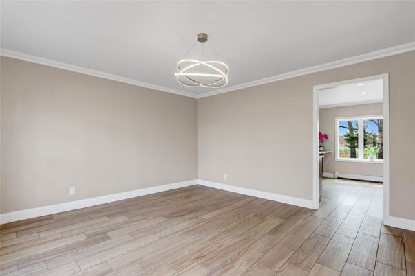 Empty room, Interior, Pendant Lights, Wood Texture Flooring