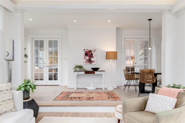 Home Office, Interior, Living room, Recessed Lighting, Wood Texture Flooring