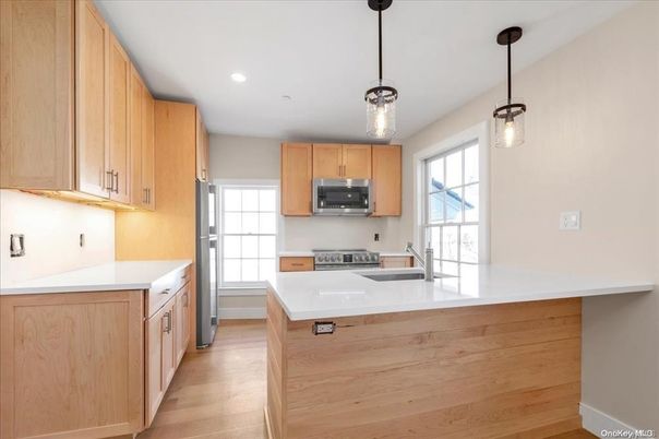 Interior, Kitchen, Pendant Lights, Recessed Lighting, Wood Texture Flooring