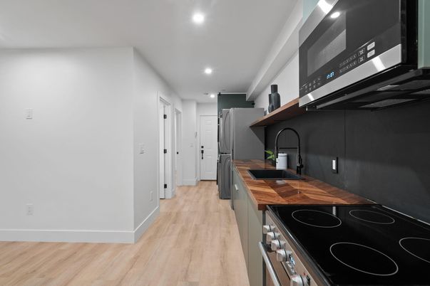 Interior, Kitchen, Recessed Lighting, Wood Texture Flooring